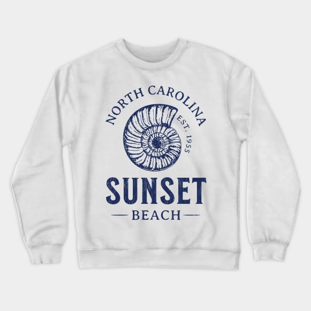 Sunset Beach, NC Summertime Vacationing Seashell Crewneck Sweatshirt by Contentarama